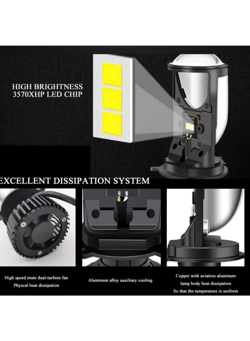 H4 LED BULB MINI PROJECTOR LENS T9, 8000 Lumens, Powerful Brightness 6000k white light, Innovative Heat dissipation technology - Image 4